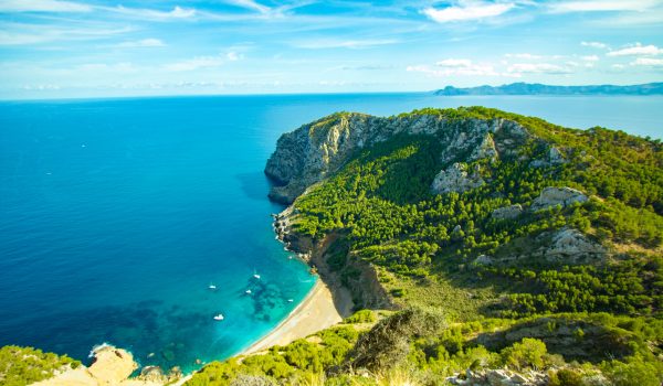 Amazing Panorama view on Coll Baix  Mallorca Beach in Spain